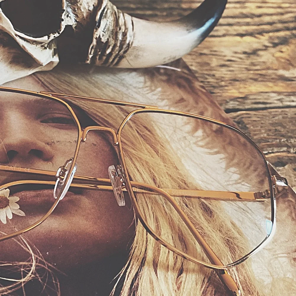 Gold Geometric Wire Glasses - Clear Lens Fashion Accessory NWOT